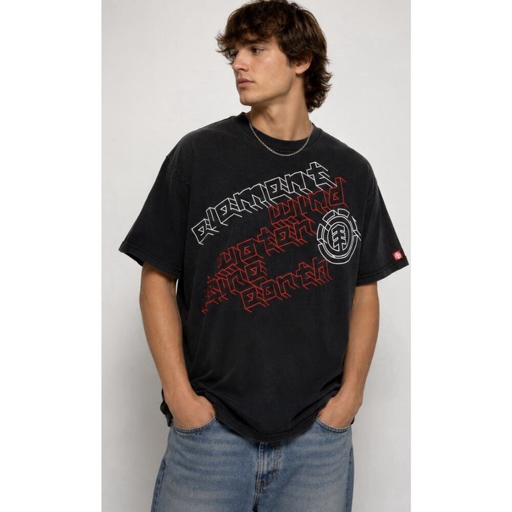 Element Skateboards Graphic T Shirt Black Red Y2K Skate Tee XL
